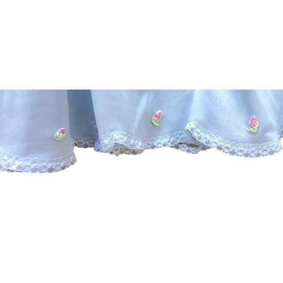 Vintage 1970s Sheer Blue Nightie Nightgown Lace Trim Attached flowers Sz M/L - Picture 4 of 5